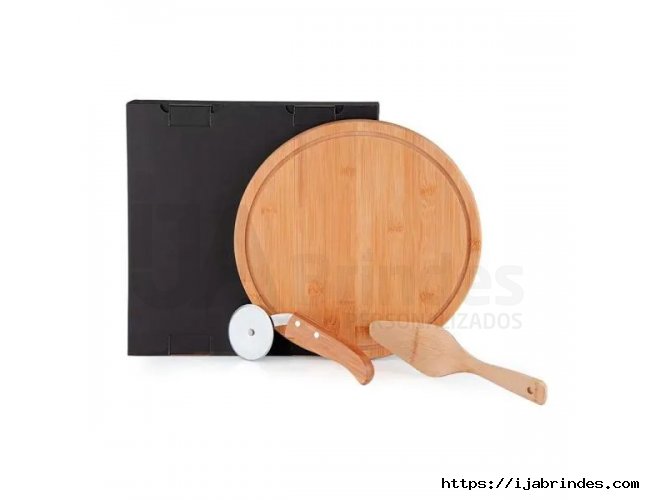 Conj. Para Pizza Em Bambu Napoli 30 Cm - 3 Ps