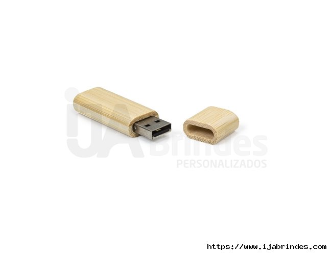 PEN DRIVE BAMBU REDONDO 8GB COM TAMPA