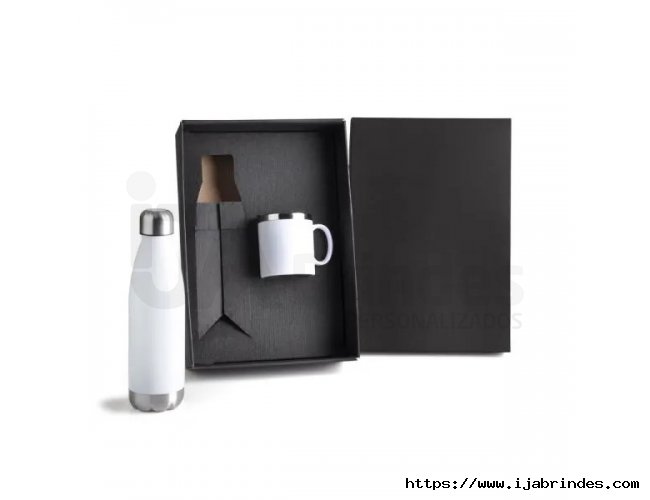 Kit Com Garrafa E Caneca Branca