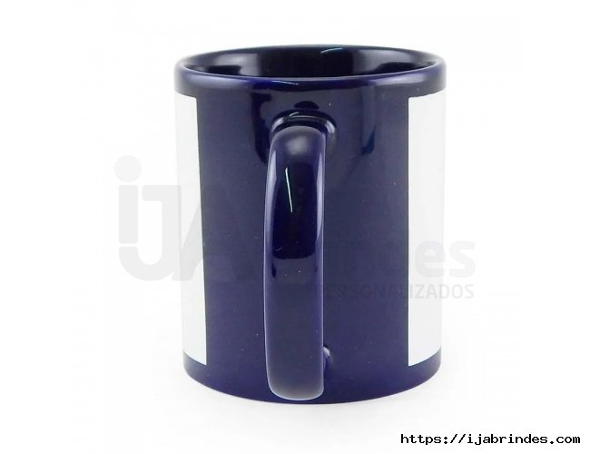 Caneca para Sublimao de Cermica Azul Escura com Faixa Branca